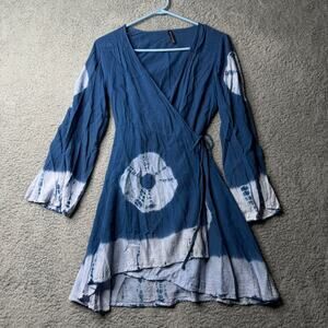 Raviya Dress Women's Small Blue Tie Dye Wrap Mini